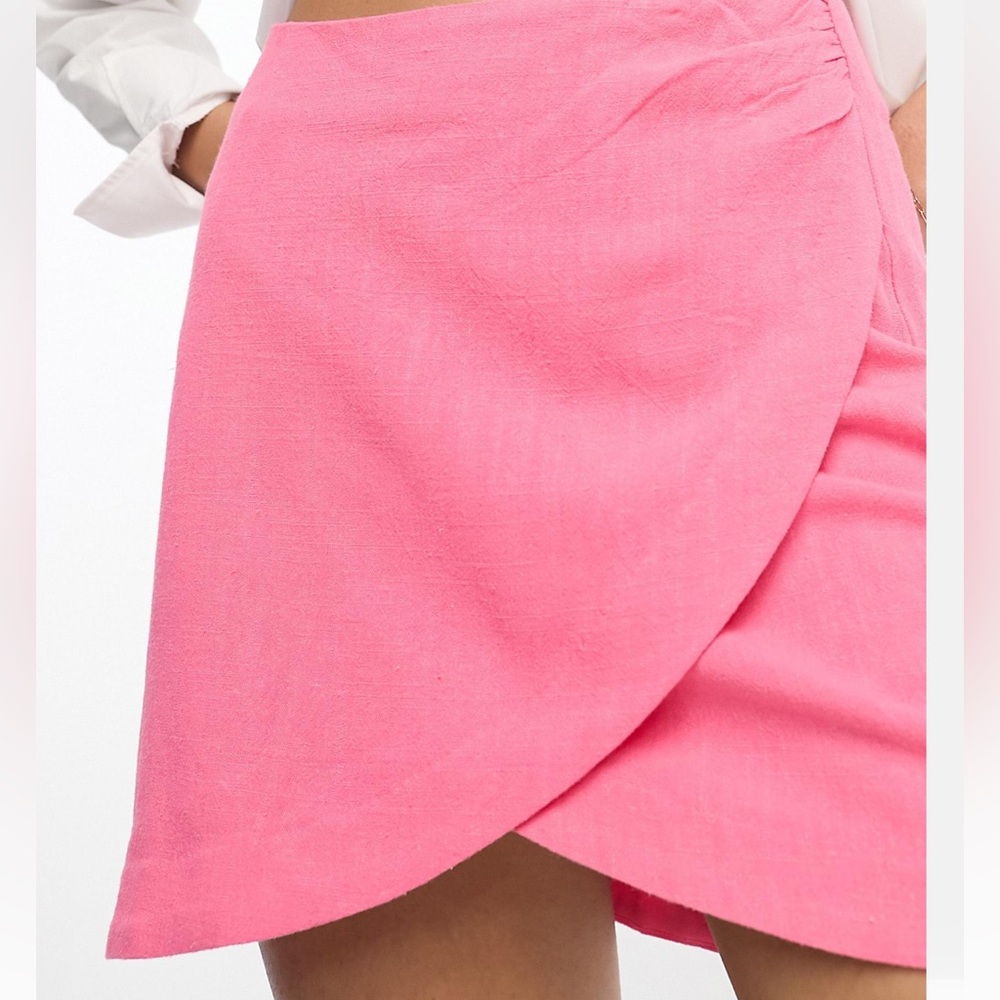 ASOS linen wrap front mini skirt - Picture 3 of 6